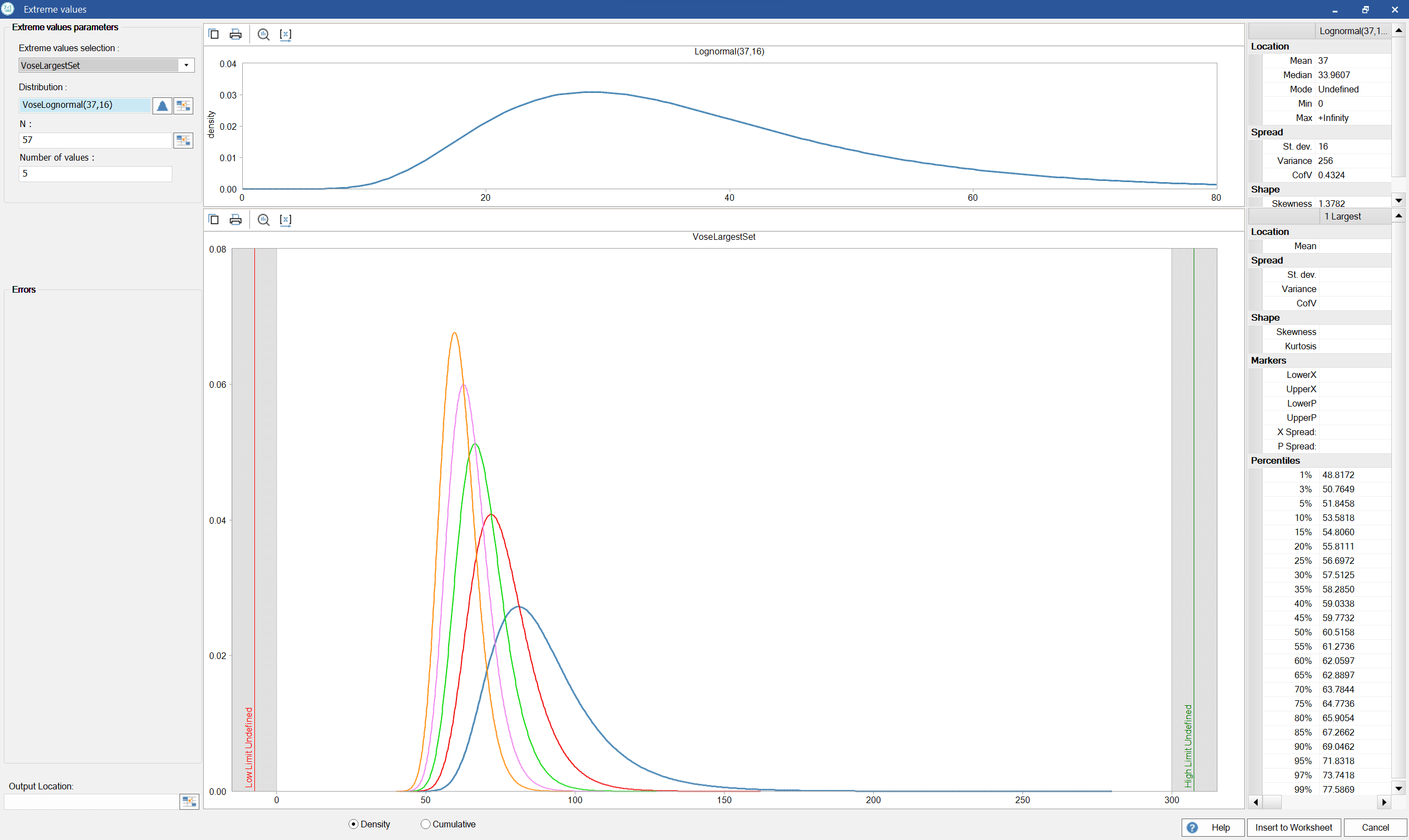 extreme scenarios estimation interface